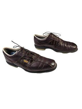 Footjoy Optiflex Golf Shoes Soft Spike Men's Size 11.5M Brown Croc Leather 53622